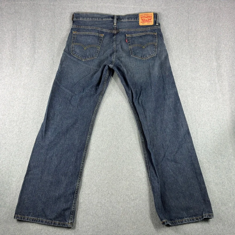 Levis 569 Jeans 38x32 Blue Relaxed Straight Faded Zip Red Tab Denim